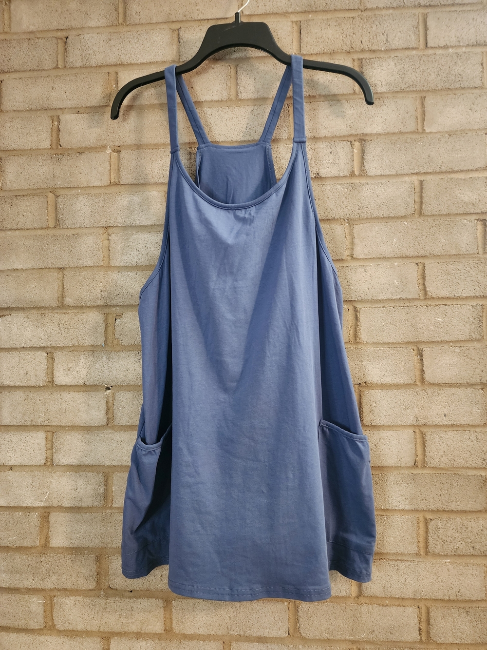 Casual Blue Sleeveless Romper with Side Pockets